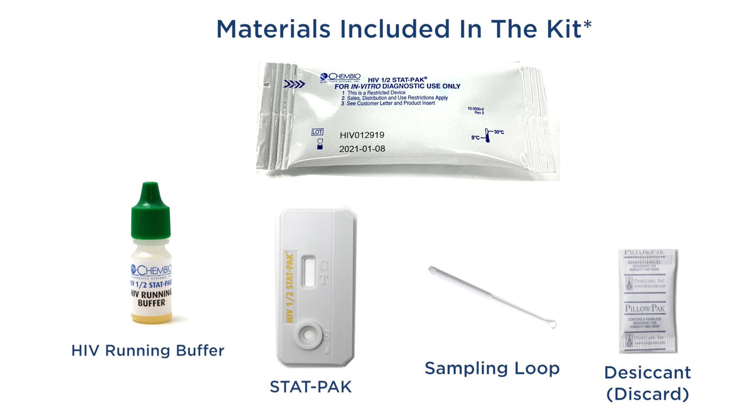 Chembio Diagnostics HIV 1/2 STAT-PAK Assay 20 Tests per Kit medical supply