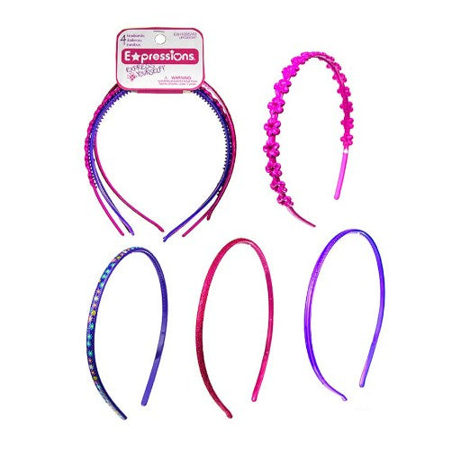 Expressions Skinny Headbands, 4 Pack, Assorted Colors & Designs, 48 Packs/Case (2334417) medical supply