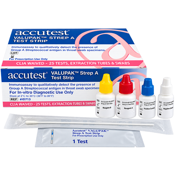 Accutest VALUPAK, Strep A Test Strip, 25 Tests/Box (ID713)