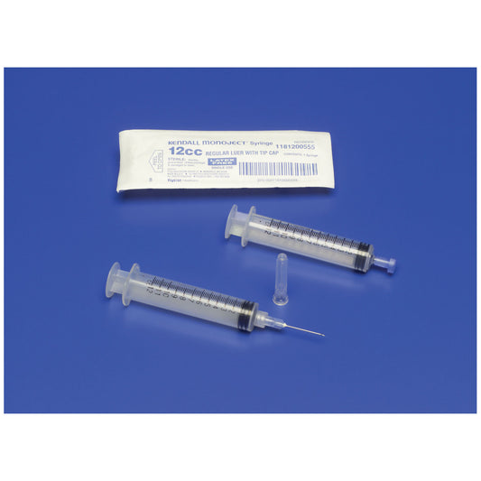 Cardinal Health Syringe Only 12mL Luer Lock Tip 0.2cc Graduations Case medical supply