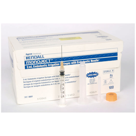 Cardinal Health Endodontic Irrigation Syringe, Needle, Luer Lock, 23G x 1 1/4 (31.7mm), Orange, Sterile, Case (8881513843) medical supply