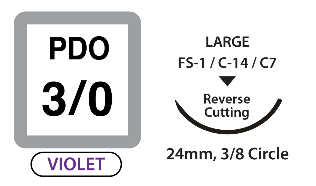 UNIFY PDO Sutures Size 3/0 30in 24mm 3/8 Circle R/C Violet medical supply