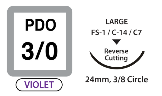 UNIFY PDO Sutures Size 3/0 30in 24mm 3/8 Circle R/C Violet medical supply