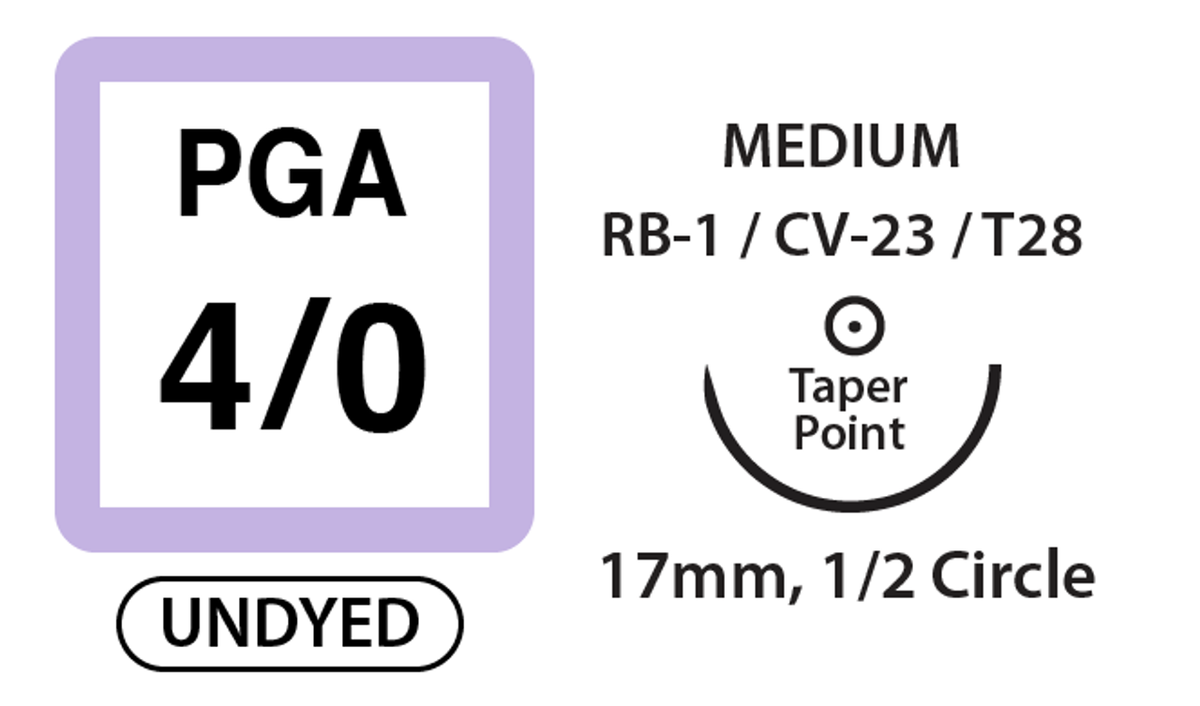 UNIFY, PGA Surgical Sutures, Size 4/0, 30" Thread, 17mm 1/2 Circle Taper Point Needle, Undyed (M-G430T17-U) medical supply