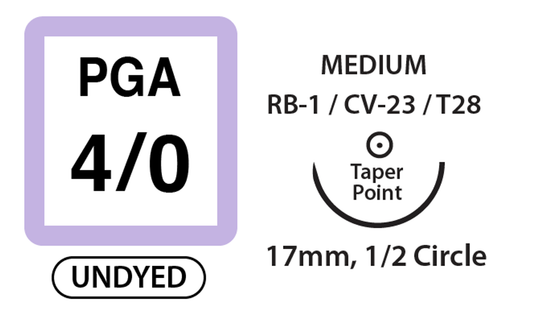 UNIFY, PGA Surgical Sutures, Size 4/0, 30" Thread, 17mm 1/2 Circle Taper Point Needle, Undyed (M-G430T17-U) medical supply