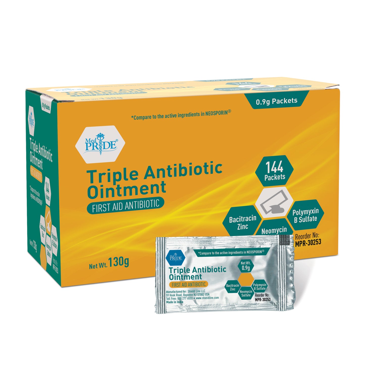 MedPride Triple Antibiotic 0.9g Packets Case medical supply