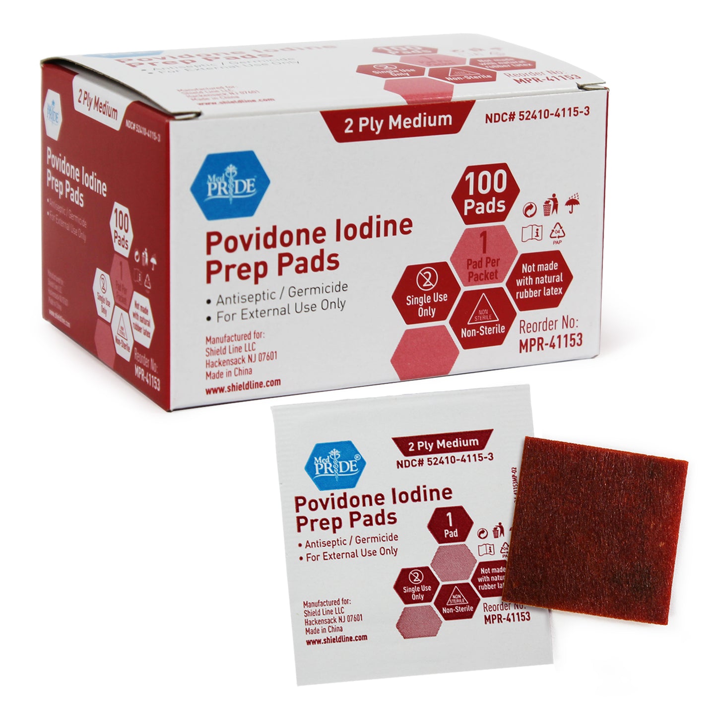 MedPride Povidone Iodine Prep Pads Medium Case medical supply