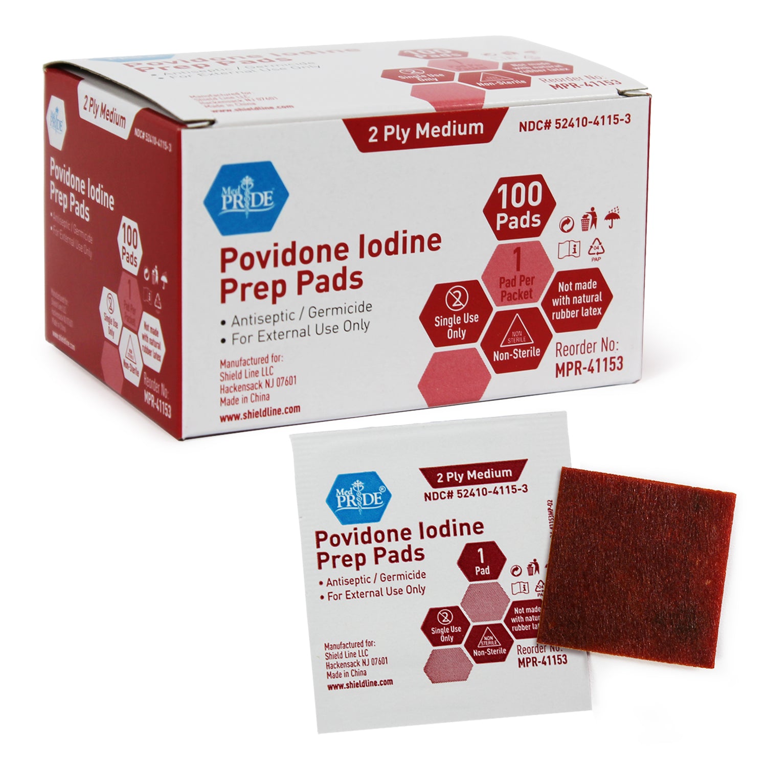 MedPride Povidone Iodine Prep Pads Medium Case medical supply