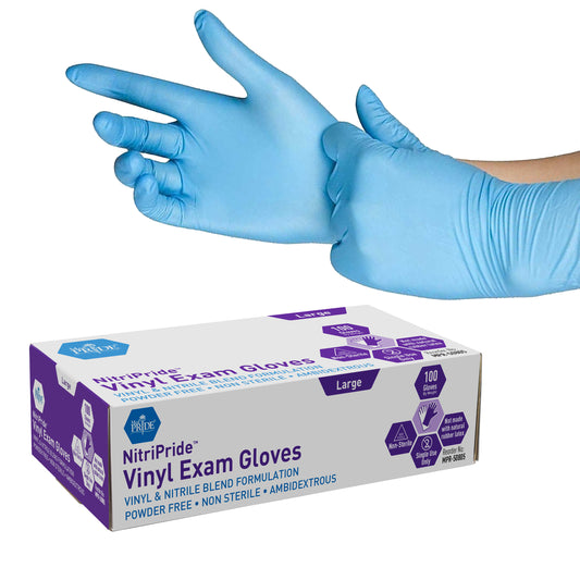 MedPride Synthetic Vinyl Exam Gloves Large Powder Free 10/100/cs medical supply