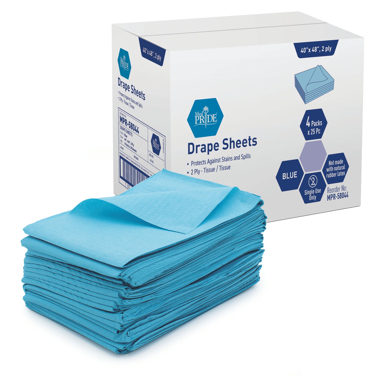 MedPride Drape Sheets T/T 40x48 2-Ply Blue Case medical supply