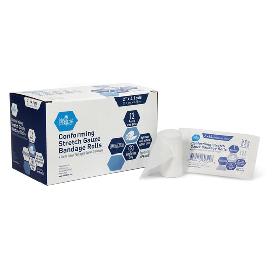MedPride Conforming Stretch Gauze Bandage Roll 2 in Case medical supply