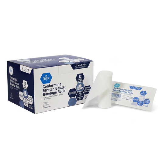 MedPride Conforming Stretch Gauze Bandage Roll 3 in Case medical supply