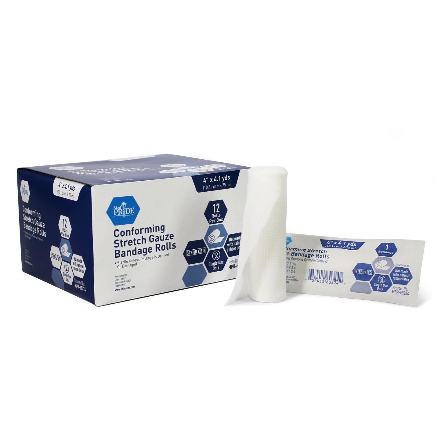 MedPride Conforming Stretch Gauze Bandage Roll 4 in Case medical supply