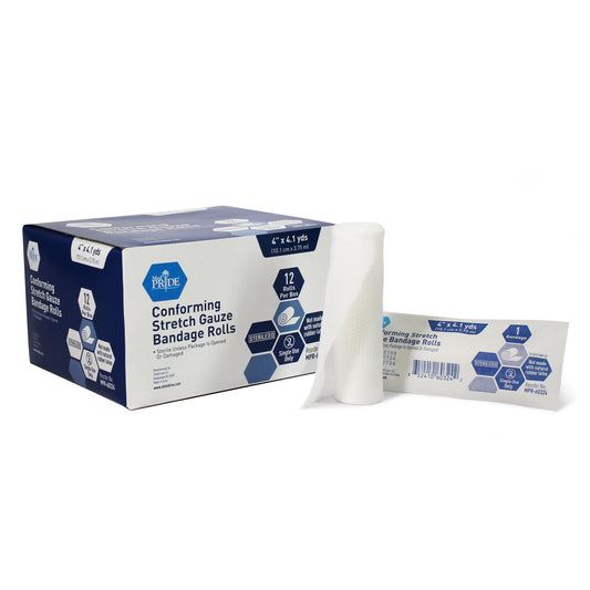 MedPride Conforming Stretch Gauze Bandage Roll 4 in Case medical supply
