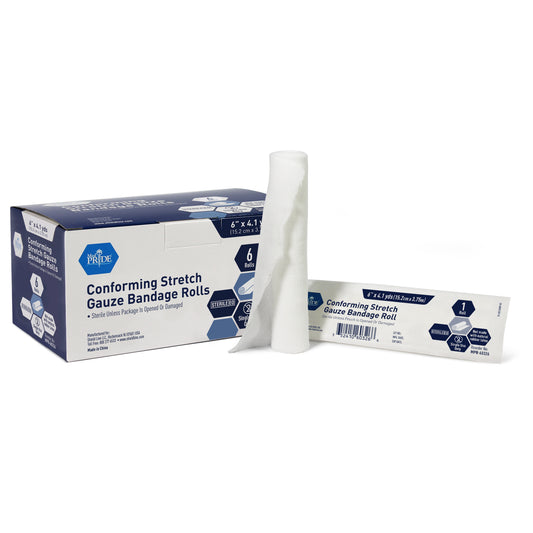MedPride Conforming Stretch Gauze Bandage Roll 6 in Case medical supply