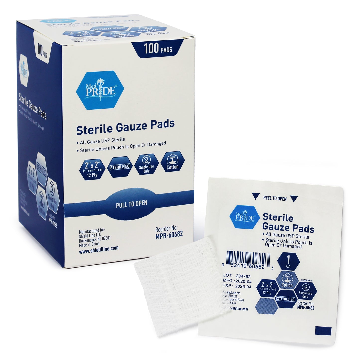 MedPride Sterile Gauze Pad 2 x 2 12-Ply Case medical supply