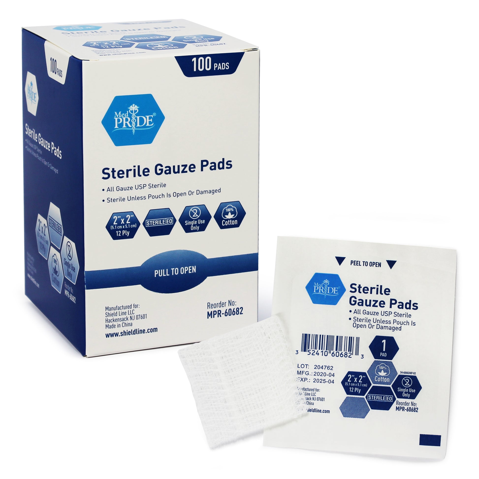 MedPride Sterile Gauze Pad 2 x 2 12-Ply Case medical supply