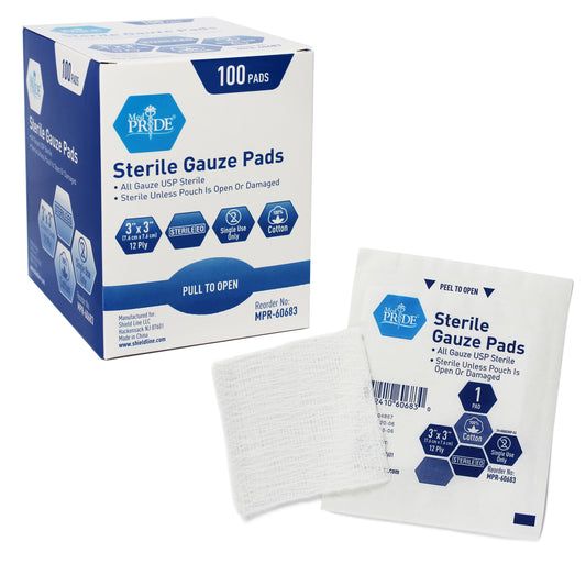 MedPride Sterile Gauze Pad 3 x 3 12 Ply 24/100/cs medical supply