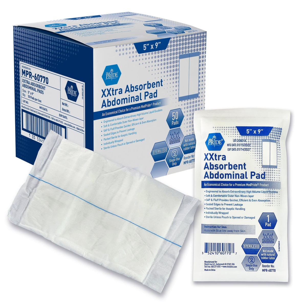 MedPride Extra Absorbent Abdominal Pad 5x9 Sterile Case medical supply