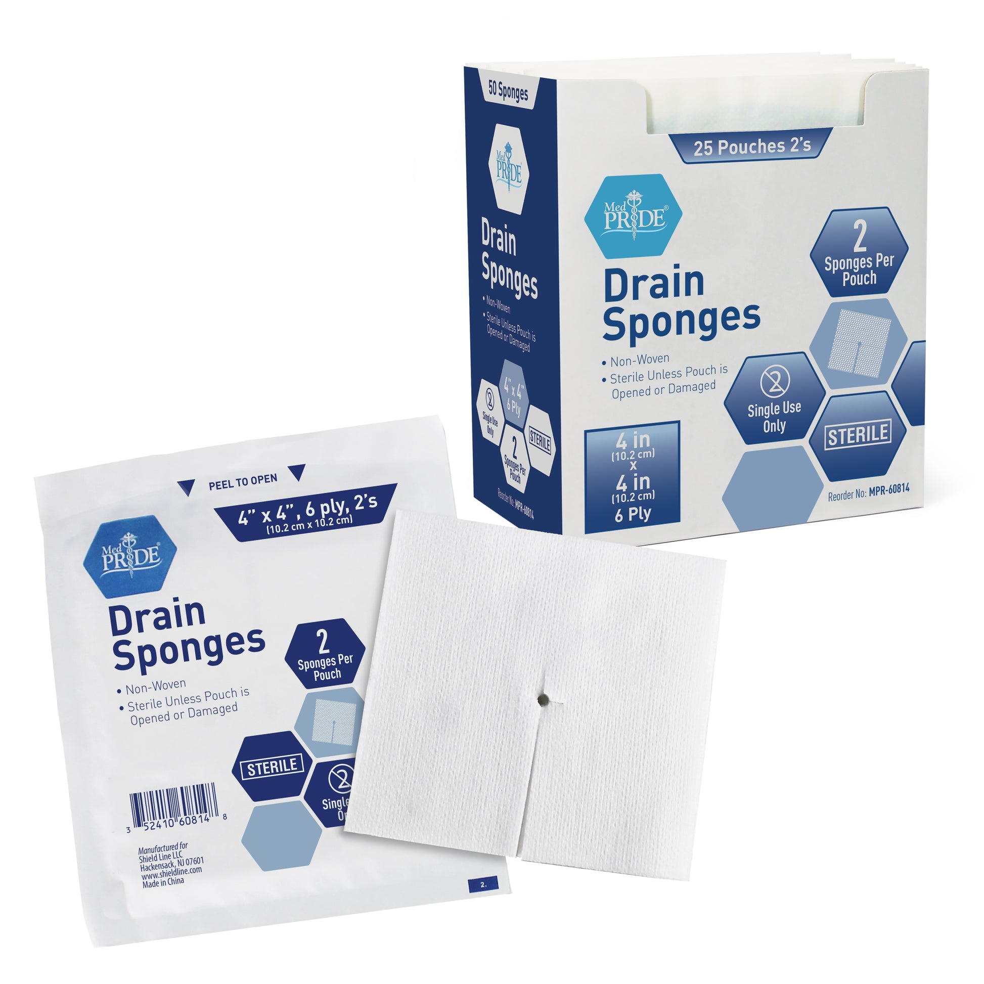 MedPride Sterile Drain Sponge 4x4 6-Ply Case medical supply