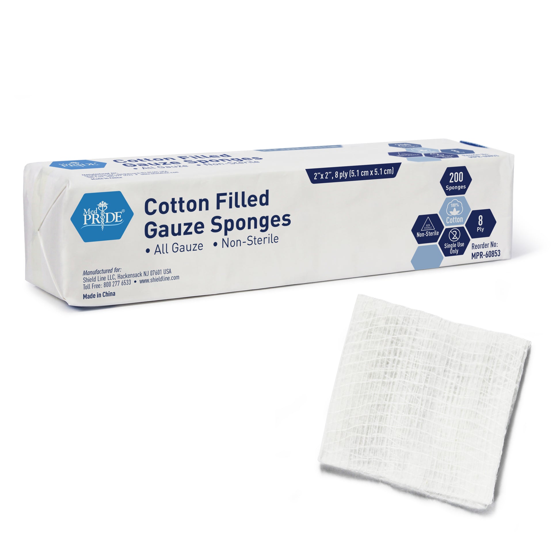 MedPride Cotton-Filled Gauze Sponge 2x2 8-Ply Case medical supply