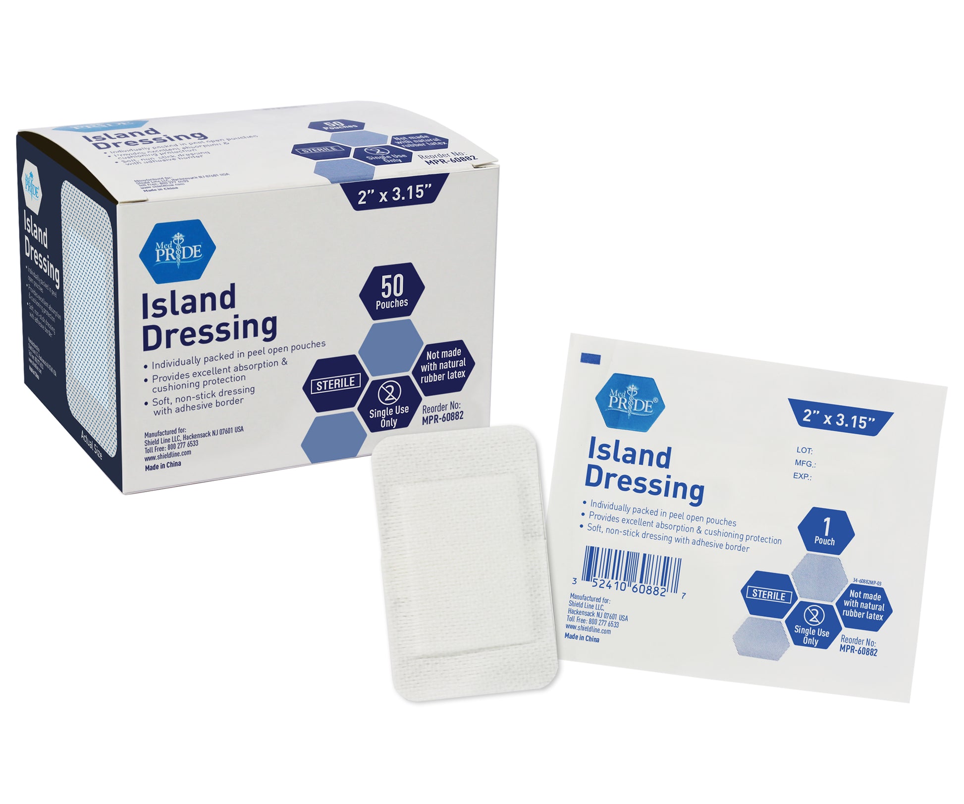 MedPride Island Dressing Sterile 2x3.5 6/50/cs medical supply