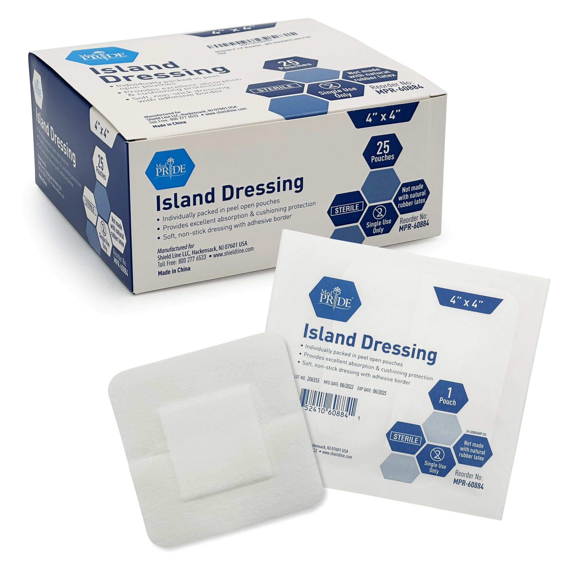 MedPride Island Dressing 4x4 Sterile Case of 150 medical supply