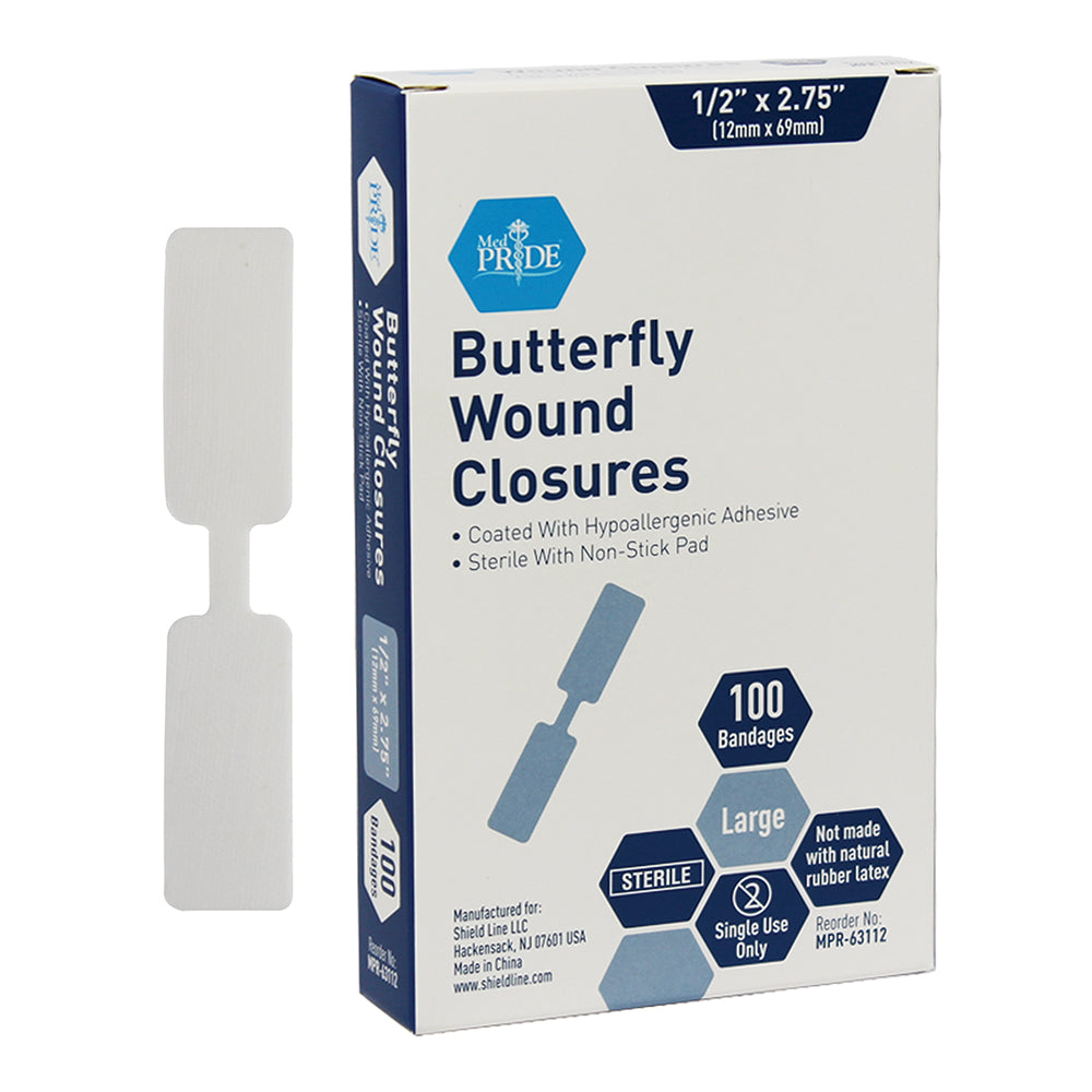 MedPride Butterfly Adhesive Bandage 1/2 x 2.75 Sterile Case medical supply