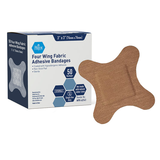 MedPride Fabric Adhesive Bandage 3 x 3 4 Wing Sterile Case medical supply