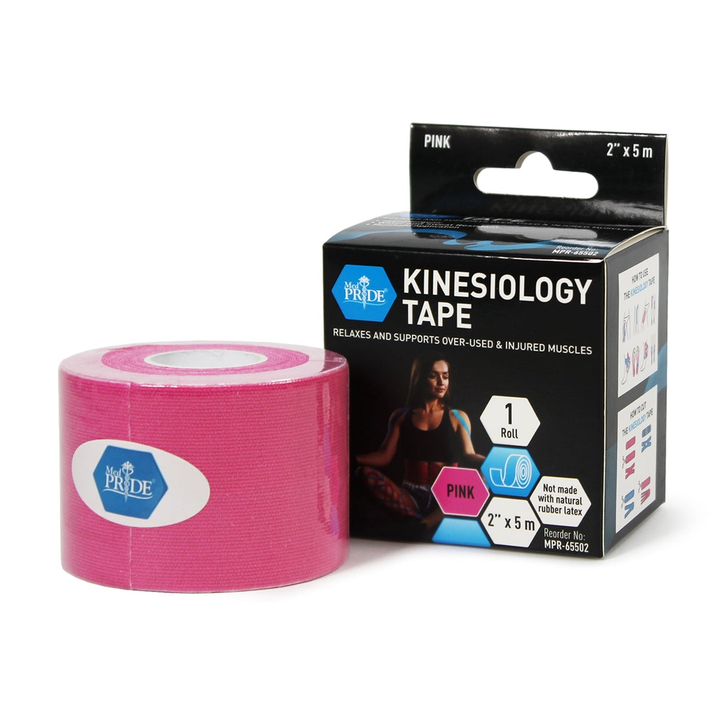 Kinesiology Tape - Black - 2" x 5m - 6 packs of 24 indiv. bxs/cs. (MPR-65500), Pink