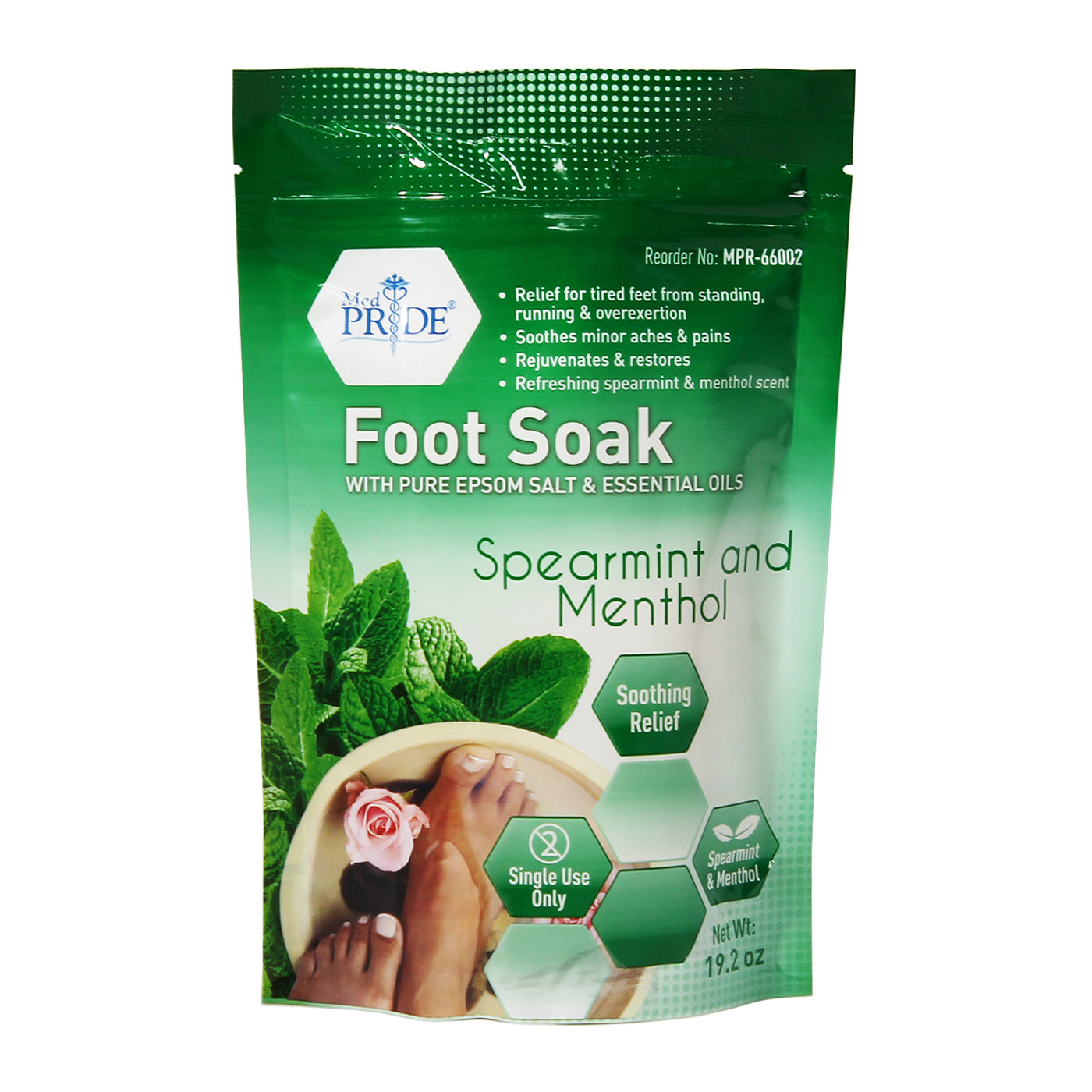 MedPride Spearmint Menthol Epsom Salt Bath Soak 19.2 oz 12/cs medical supply
