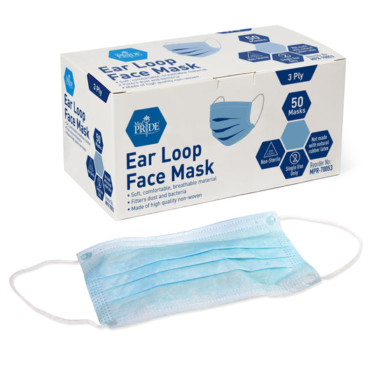 MedPride Ear Loop Face Mask Blue 12/50 Case medical supply