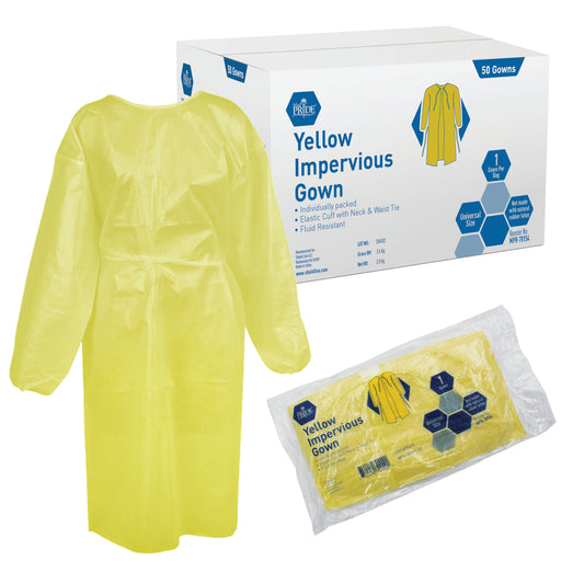 MedPride Impervious Isolation Gown Universal Yellow 50/cs medical supply