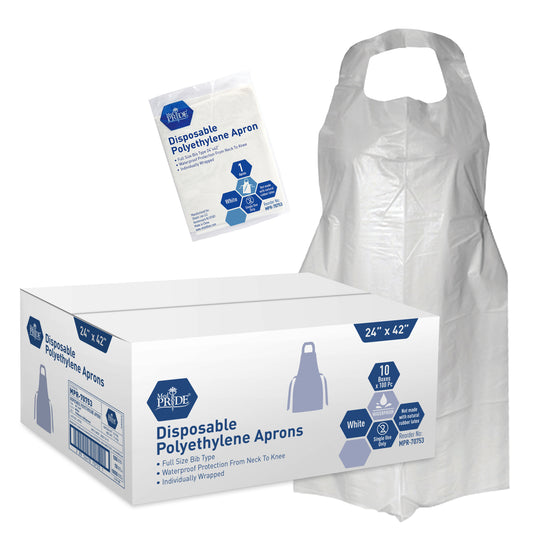 MedPride Disposable PE Aprons Individually Wrapped 24 inch x 42 inch case medical supply