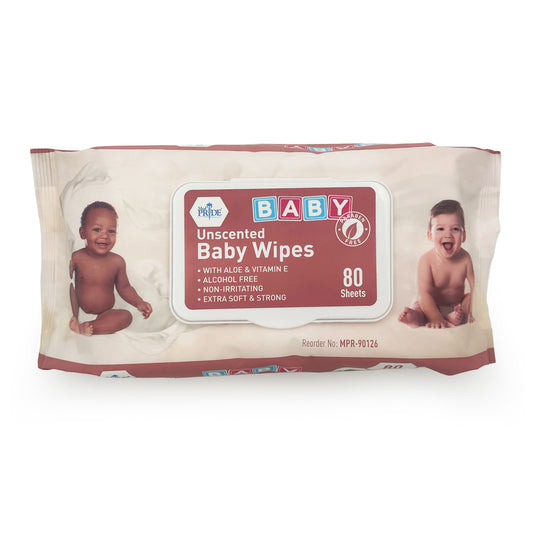 MedPride Baby Wipes Unscented Pink 24 Boxes 80 per Box Case medical supply