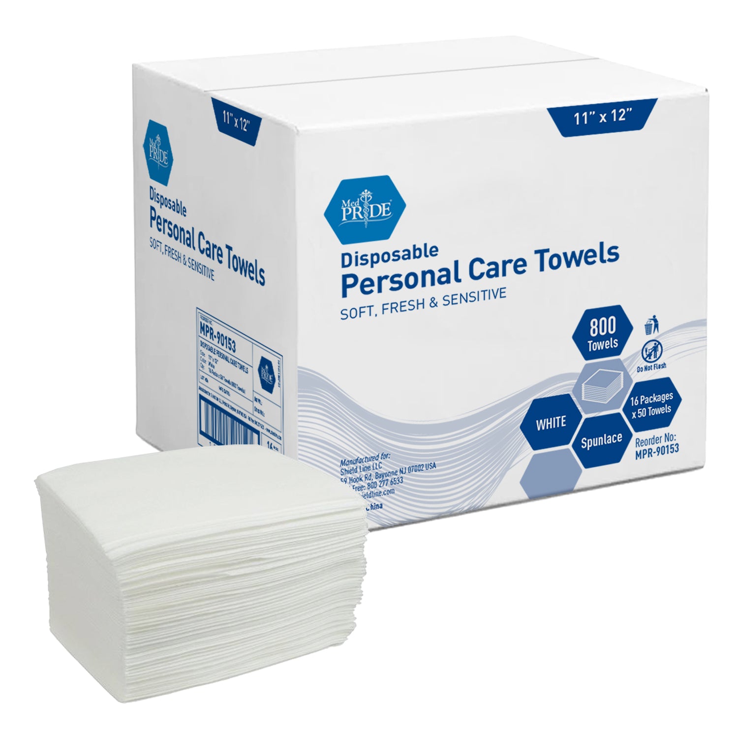 MedPride Dry Washcloth 11x12 Quarter Fold Spun Lace Case medical supply