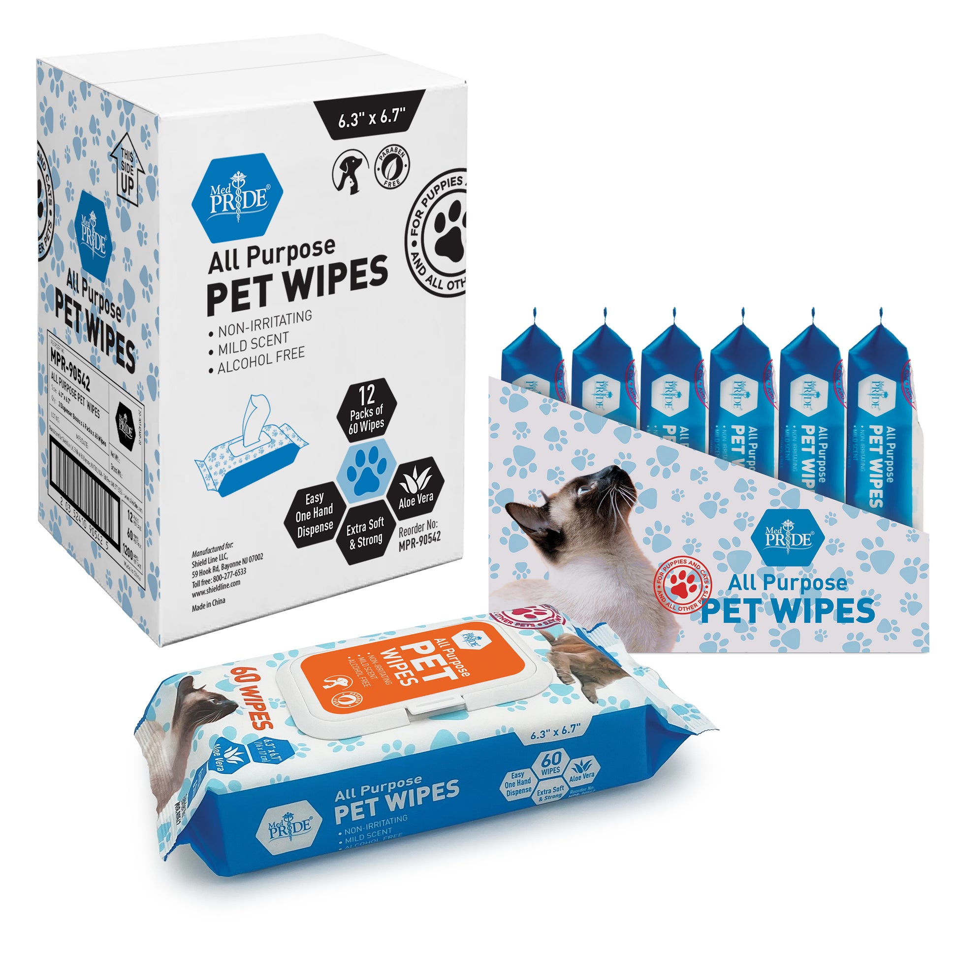 MedPride Med Pride Pet Wipe - 6.3"x6.7", 12/60/cs. medical supply