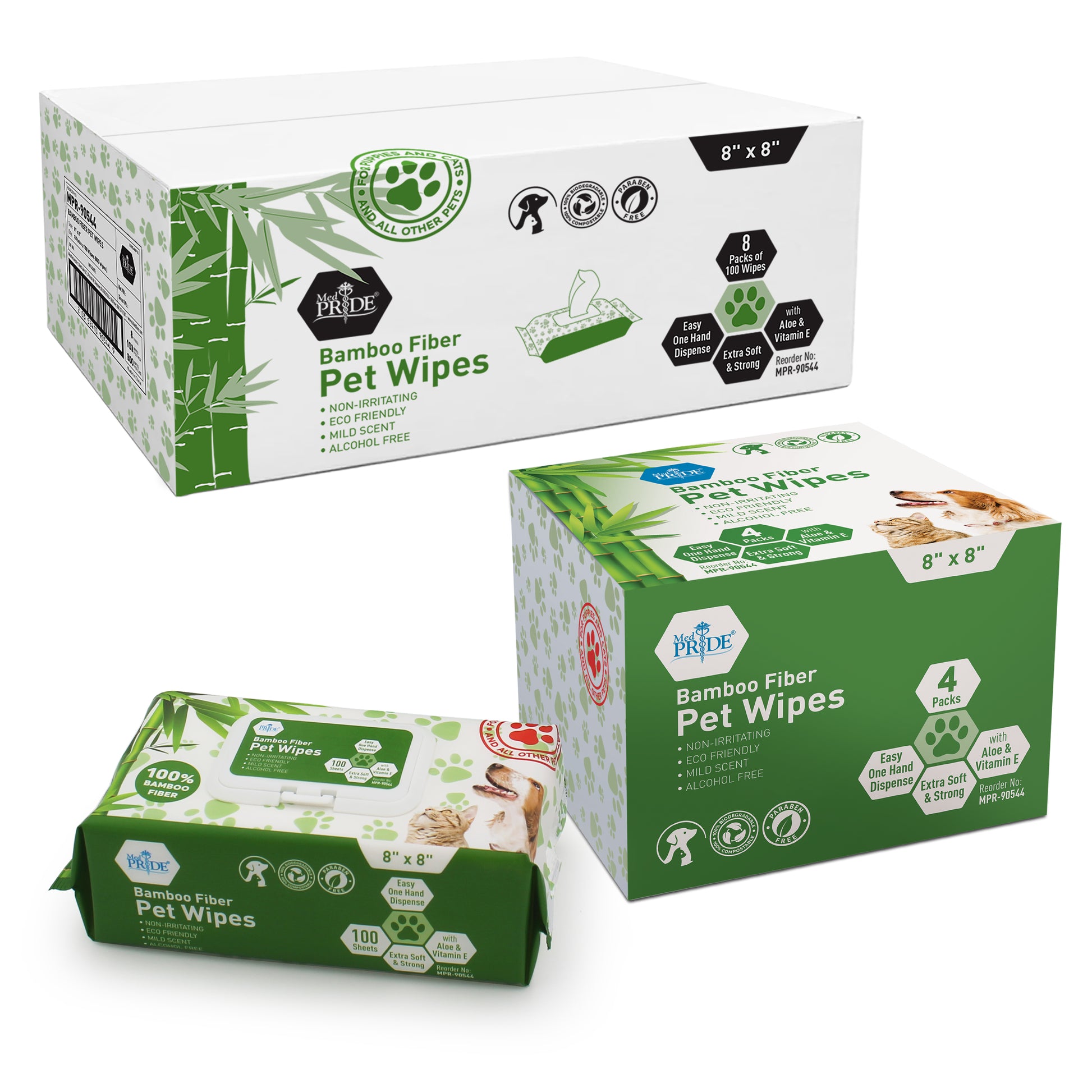 MedPride Med Pride Pet Wipes - 8"x8", 2/4/100/cs. medical supply