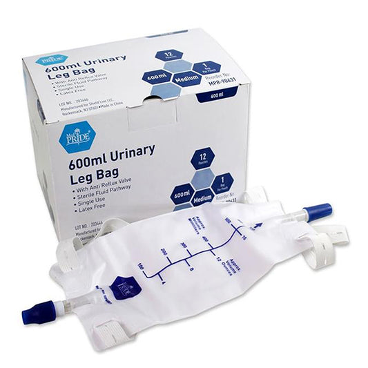 MedPride Urinary Leg Bags Medium 600ml Sterile 4/12/cs medical supply