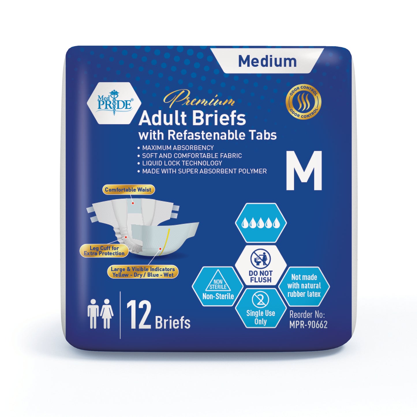 MedPride, Adult Briefs, Medium, Case (MPR-90662) medical supply