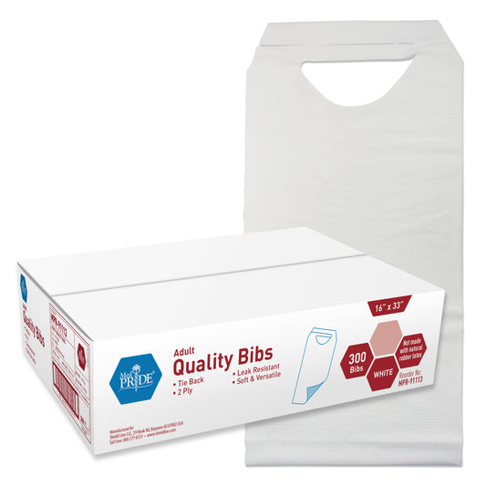 MedPride Tie Back Adult Bibs 16W x 33L Case of 300 medical supply