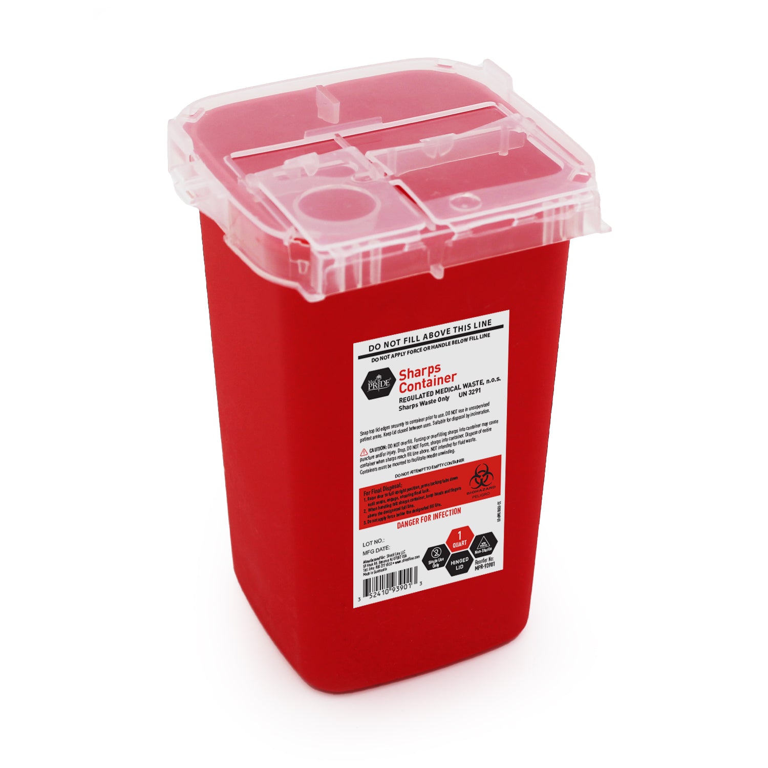 MedPride 1 Quart Sharps Container Case of 100 medical supply