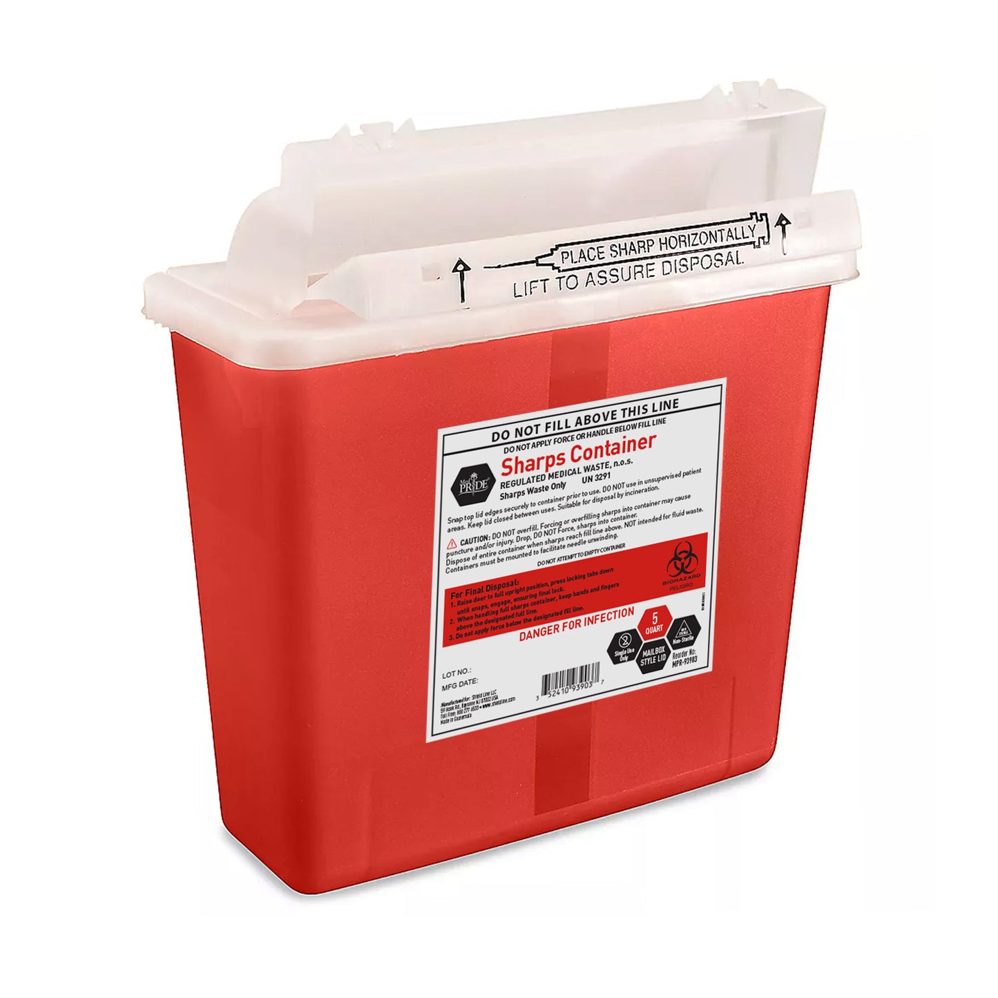 MedPride 5 Quart Sharps Container Case of 20 medical supply