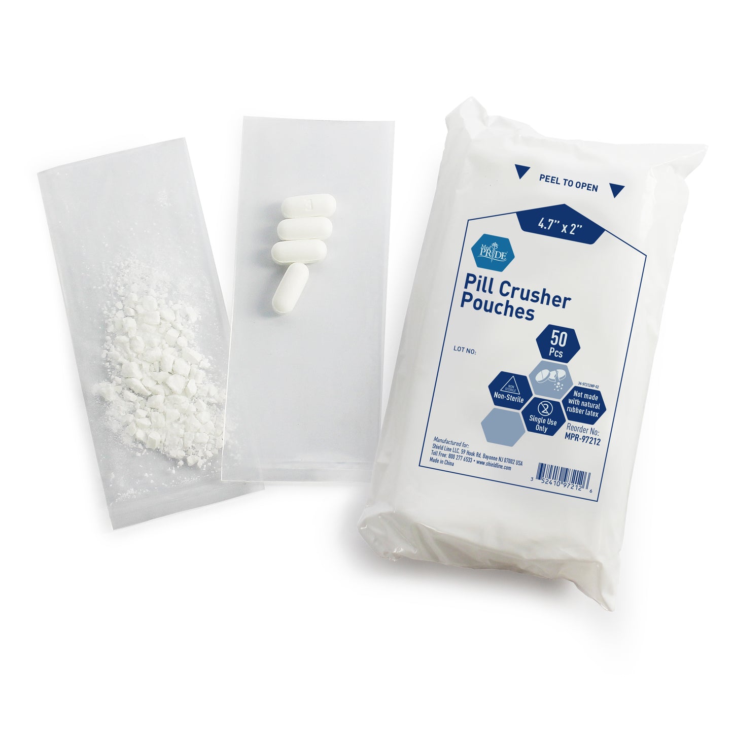 MedPride Pill Crusher Pouches Case medical supply