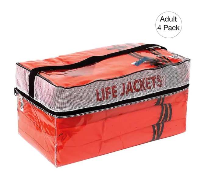 Kemp USA Type II Adult Life Jackets 4-Pack Carry Case Orange medical supply