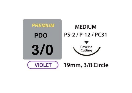 UNIFY Premium PDO Suture 3-0 18 inch 19mm 3/8 Circle medical supply