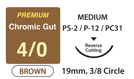 UNIFY Premium Chromic Gut Suture 4-0 18 inch 19mm 3/8 Circle medical supply