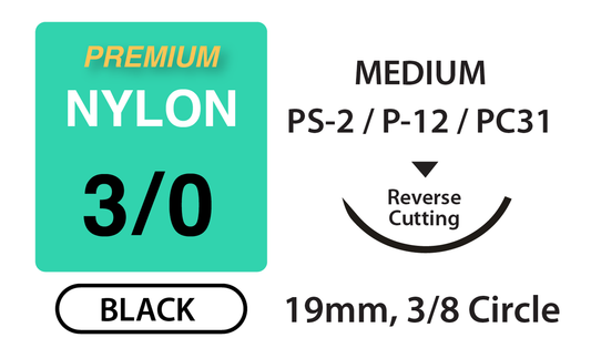UNIFY Premium Nylon Suture 3-0 18 inch 19mm 3/8 Circle medical supply