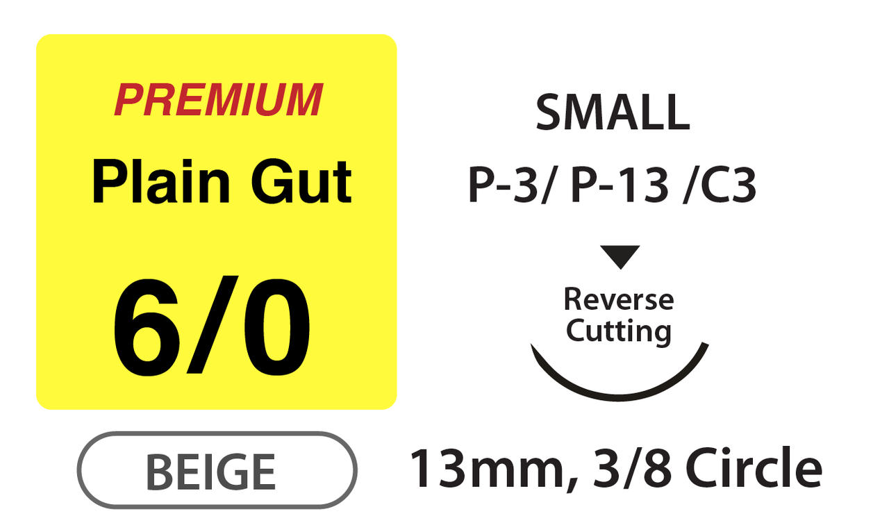 UNIFY Premium Plain Gut Surgical Suture 6-0 18in 13mm 3/8 R/C medical supply