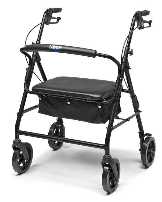 Lumex, Walkabout Four-Wheel Imperial Rollator, 450 lbs Weight Capacity (RJ4405K), Black